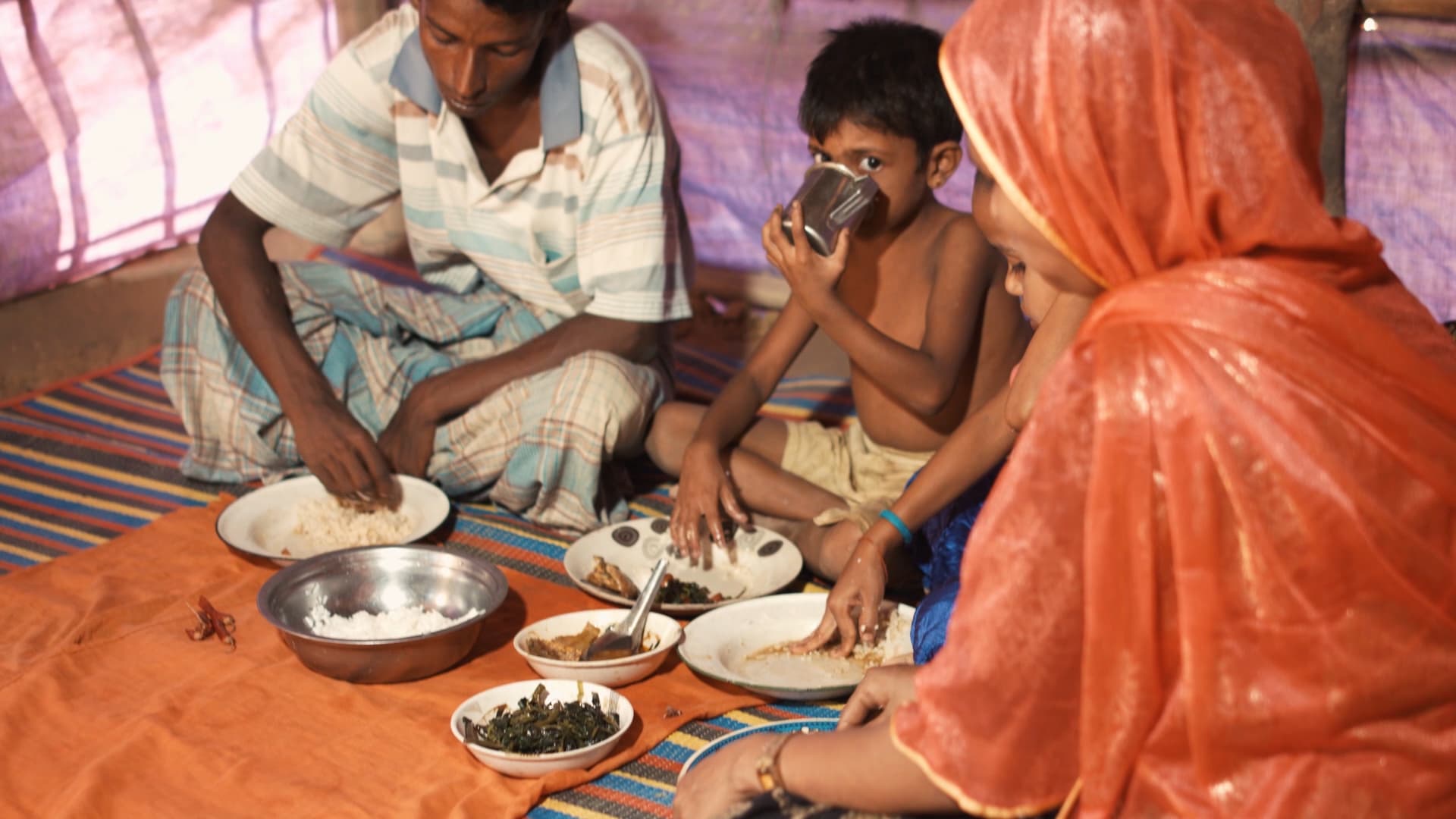 A family sharing a meal
