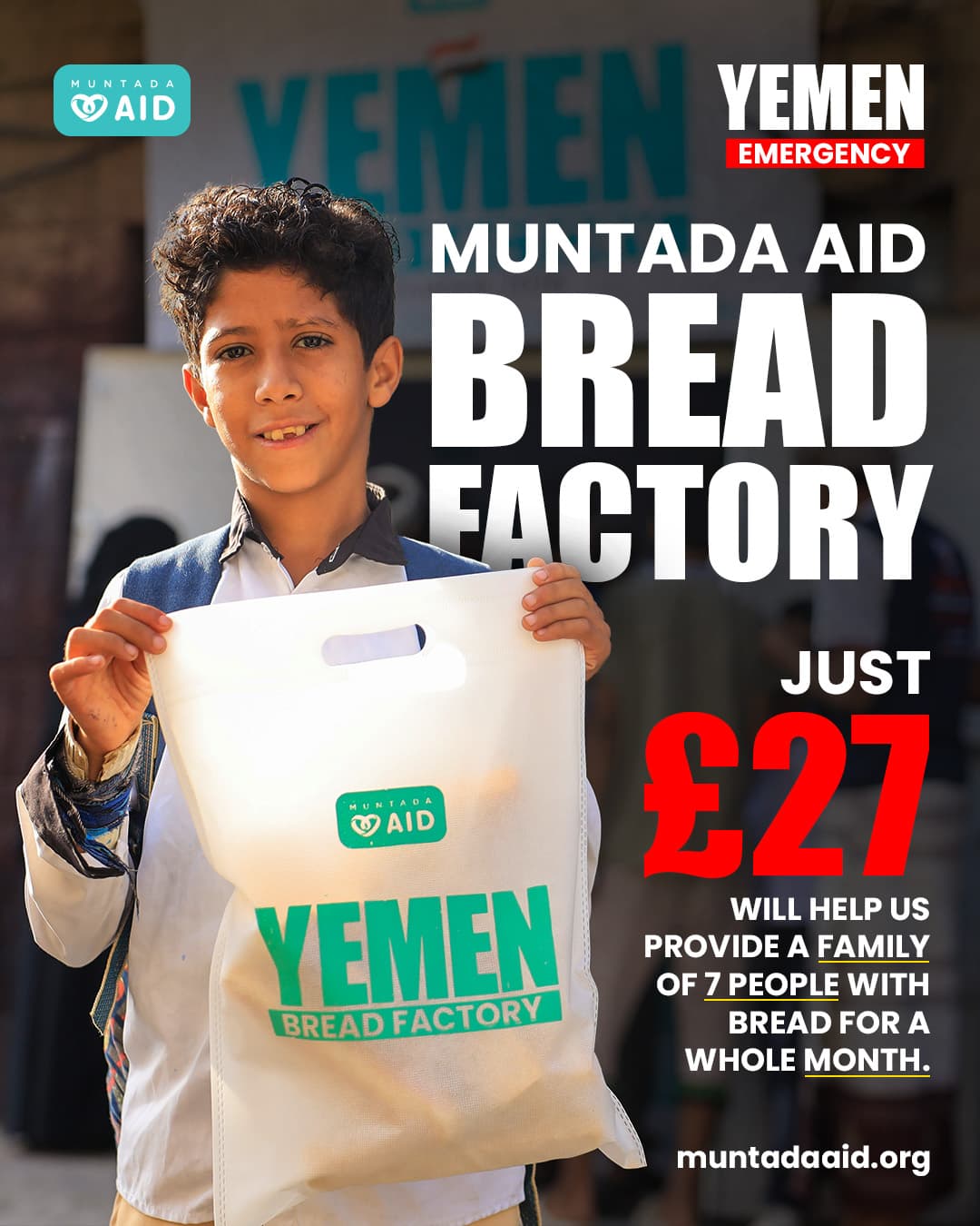 Muntada Aid Bread Factory: just £27 will help us provide a family of 7 people with bread for a whole month