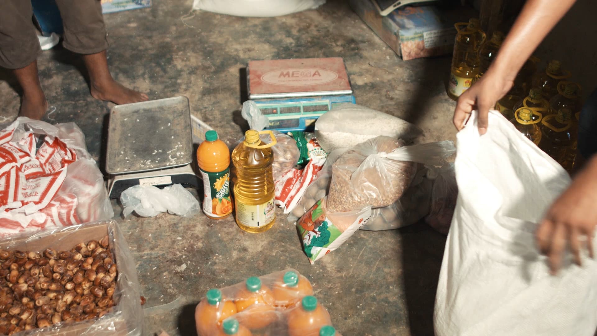A food pack being put together