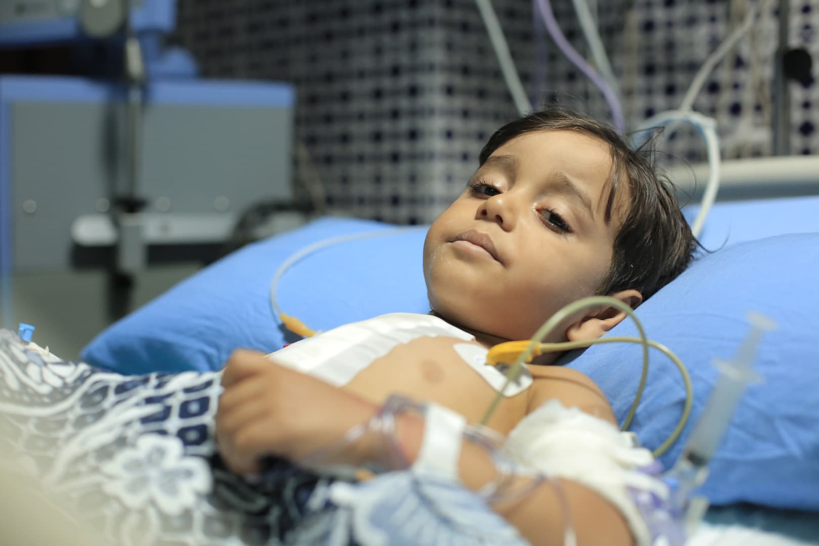 A child recovering in hospital